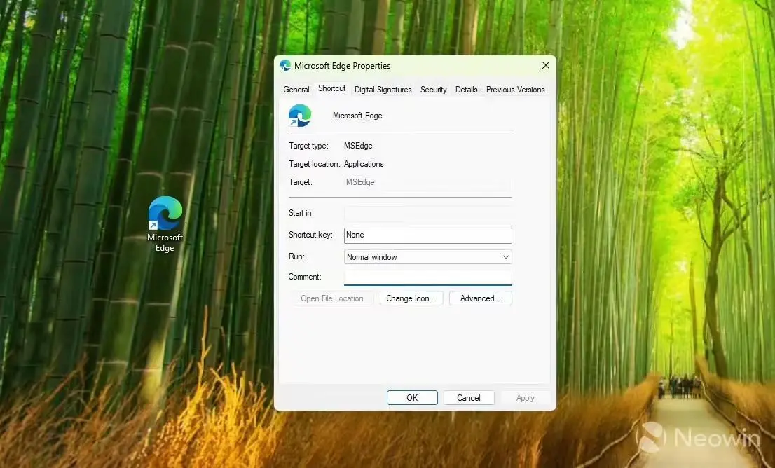 微軟調(diào)整Win11 25H2桌面快捷方式,“目標”框不再支持添加特殊命令或參數(shù) Updated properties dialog in Windows 11 25h2