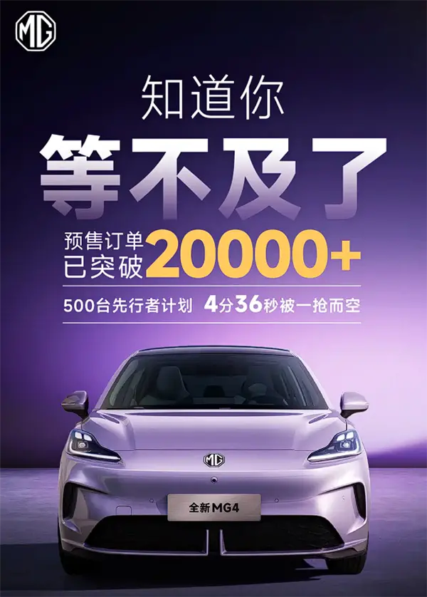 自燃就賠新車,全新MG4預售訂單已超2萬:給比亞迪海豚上壓力 自燃就賠新車!全新MG4預售訂單已超2萬:給比亞迪海豚上壓力