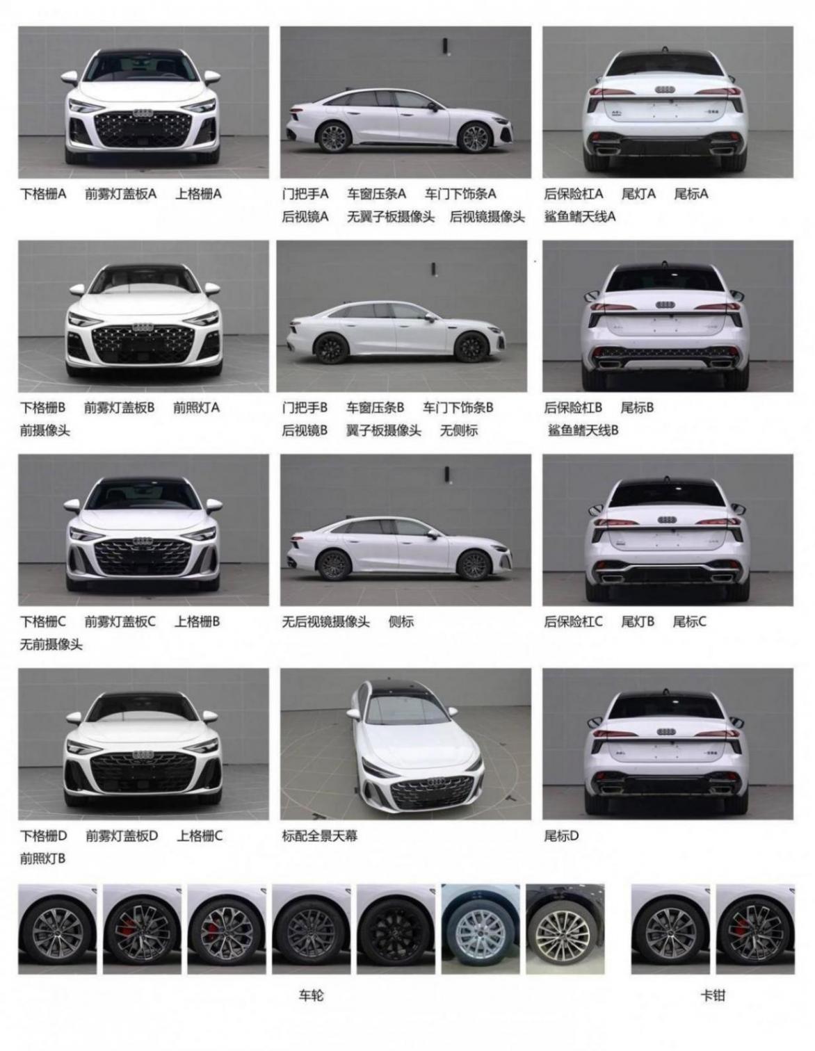 全新一汽奧迪 A6L 車型完成工信部申報,外觀設計大變