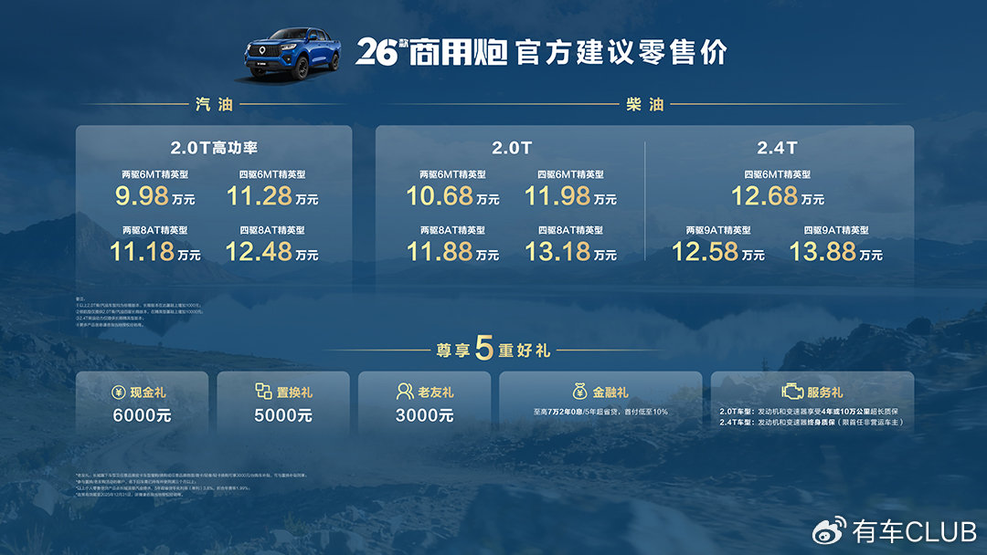 2025廣州車展丨三線并進 2026款長城炮上市9.98萬元起售
